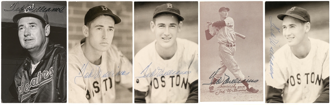 Lot of (5) Ted Williams Signed Post Cards (Beckett PreCert)